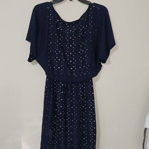 New York & Company Navy Eyelet W/ Cream Lining Dress. NWOT. Size XS